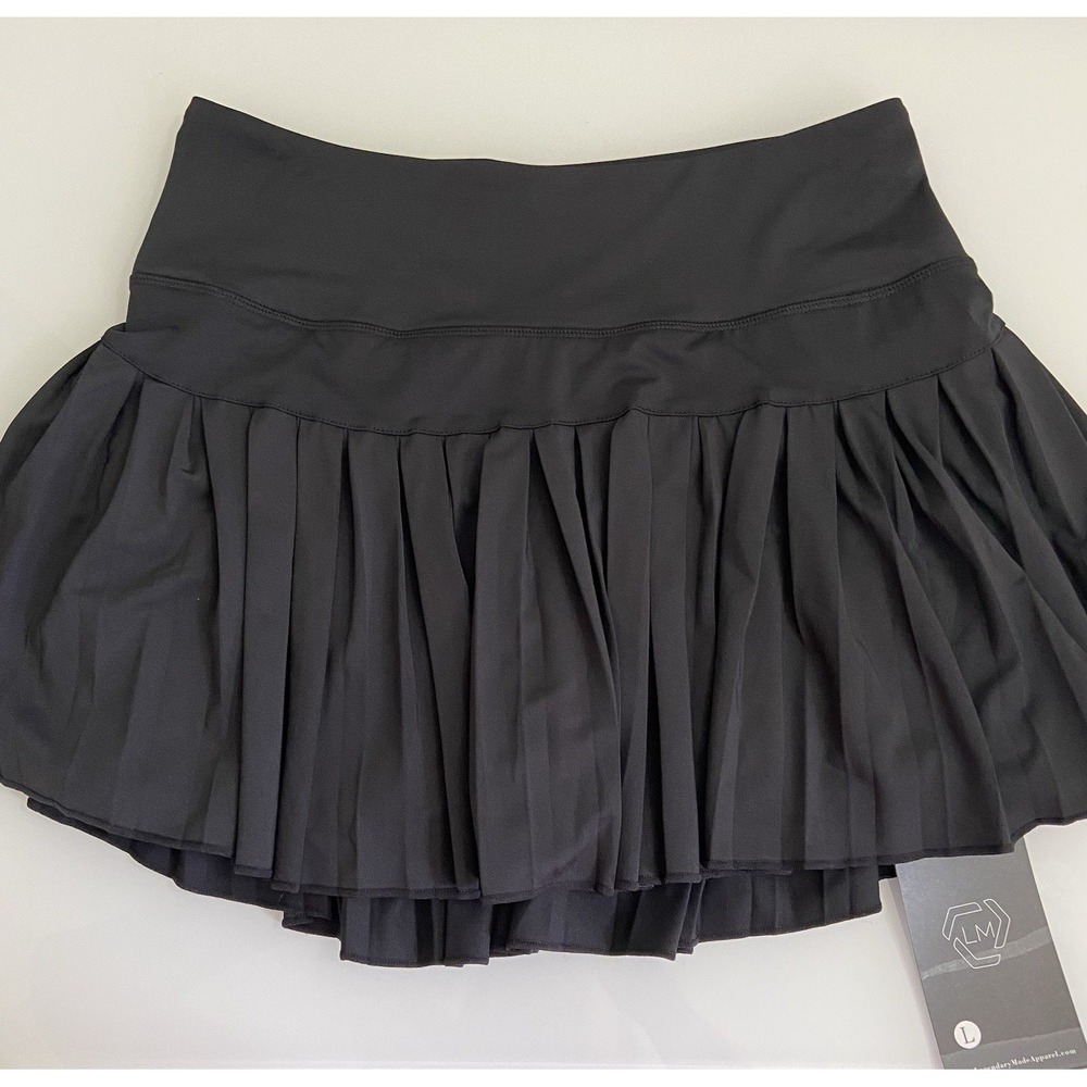 Womens Pleated Black Tennis Skirt Skort Built in Leggings Size Small Pockets NEW